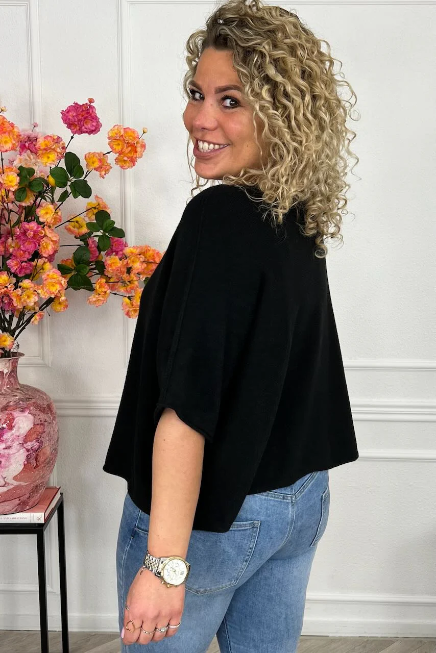 Basic Oversized Spring Sweater - Black - Image 2