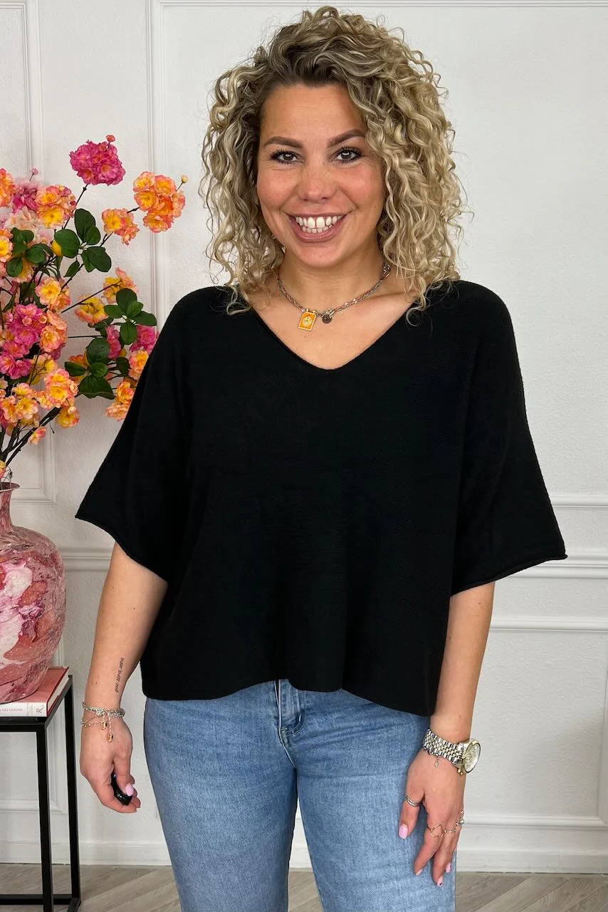 Basic Oversized Spring Sweater - Black - Image 3