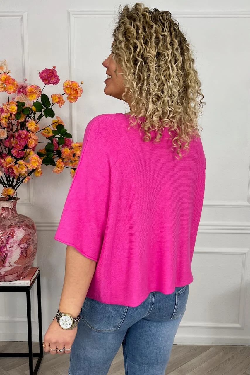 Basic Oversized Spring Sweater - Fuchsia - Image 2