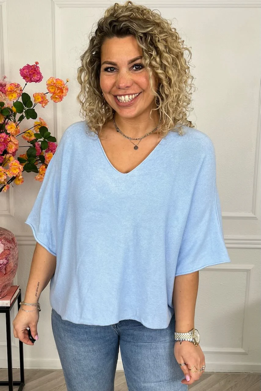 Basic Oversized Spring Sweater - Light Blue