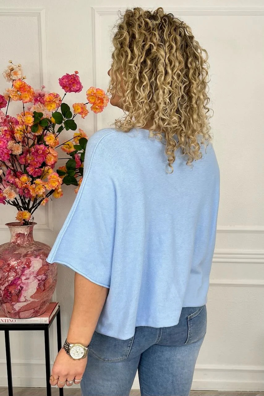Basic Oversized Spring Sweater - Light Blue - Image 2