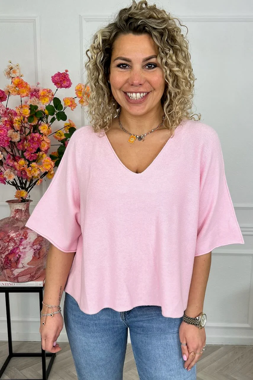 Basic Oversized Spring Sweater - Light Pink
