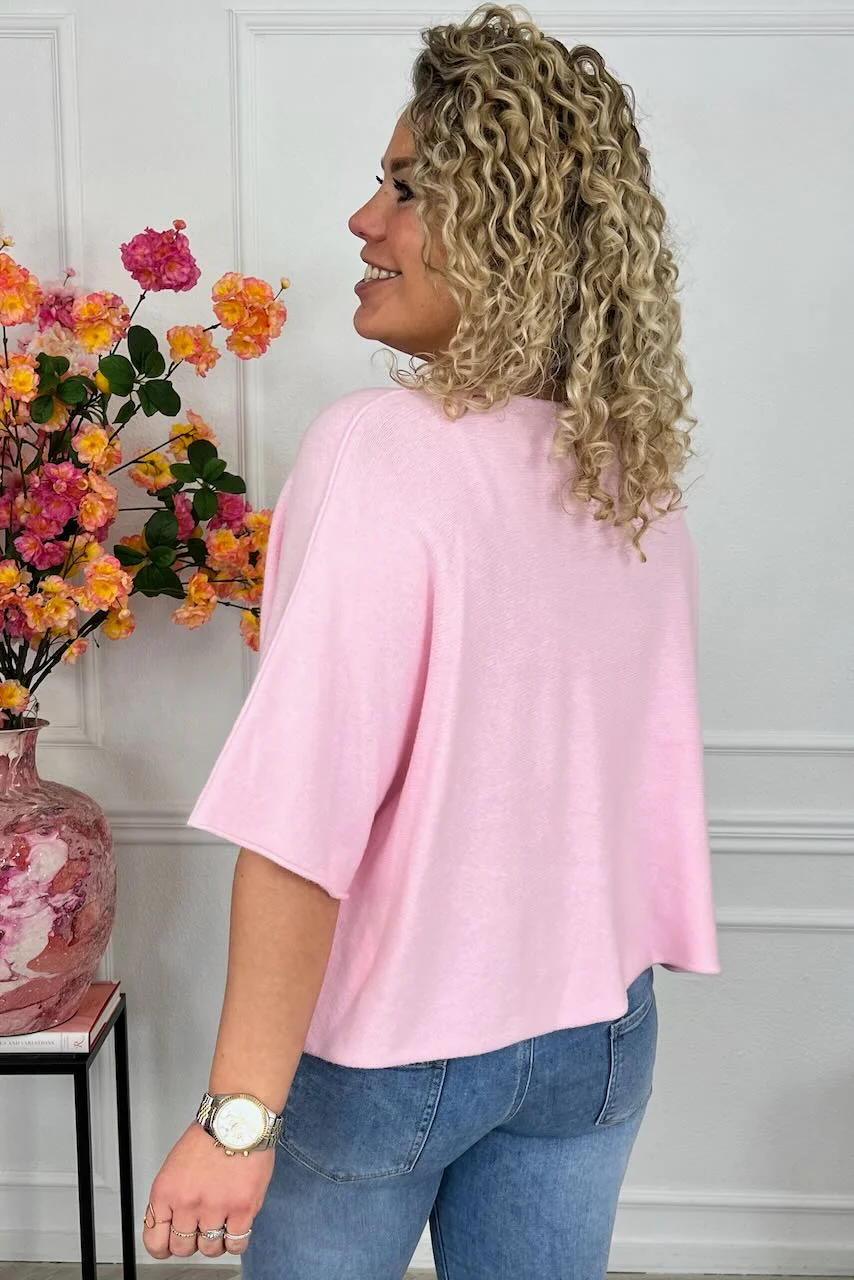 Basic Oversized Spring Sweater - Light Pink - Image 3