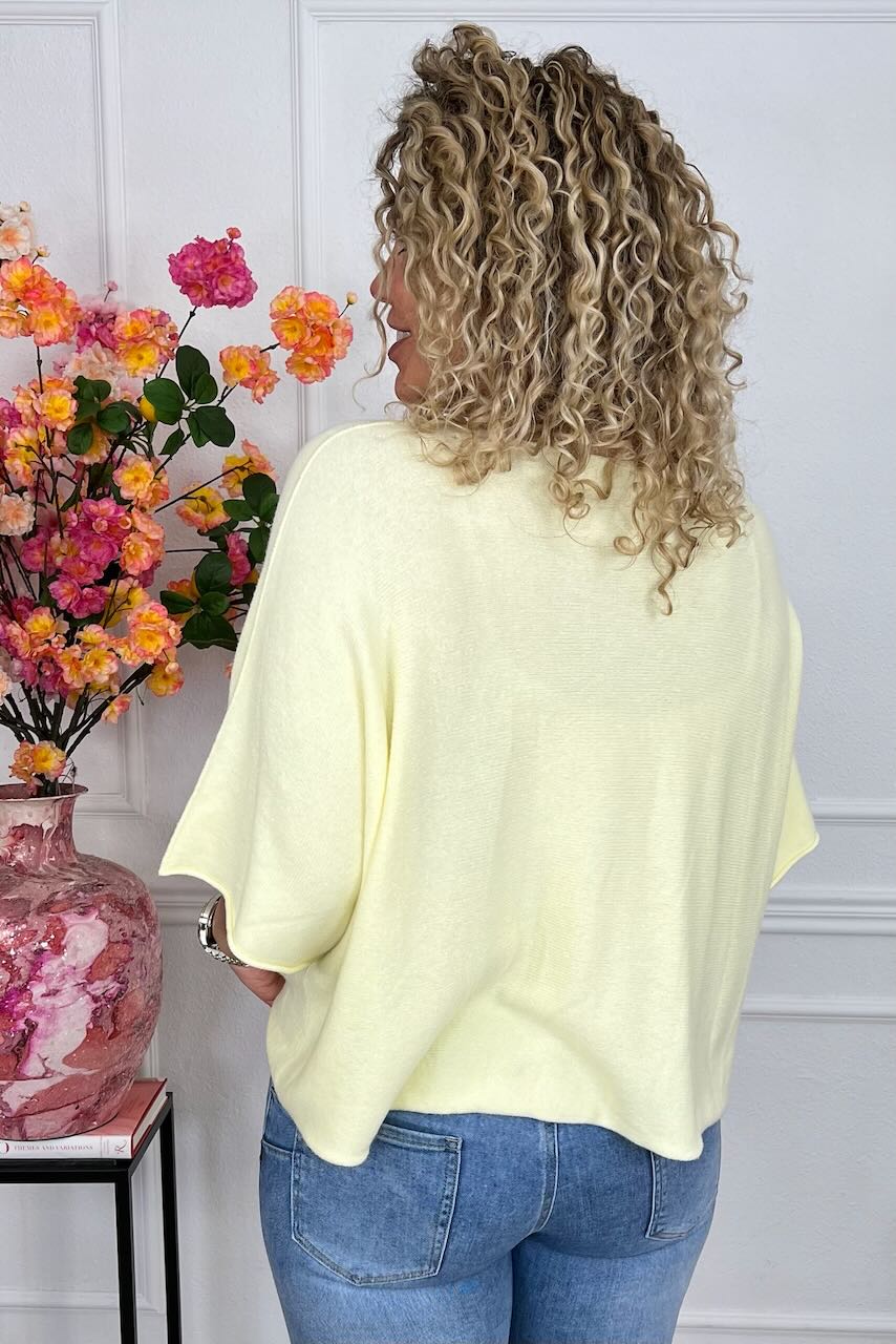 Basic Oversized Spring Sweater - Light Yellow - Image 2