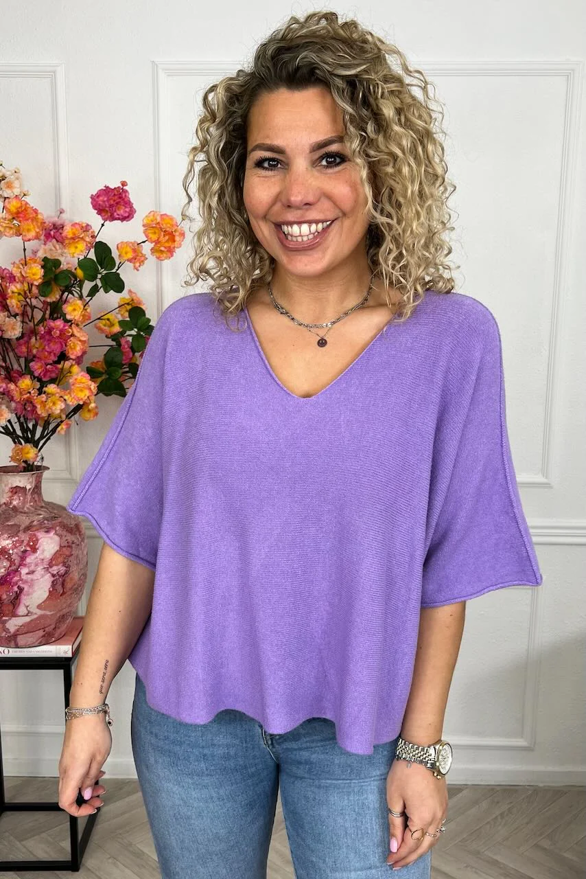 Basic Oversized Spring Sweater - Lila