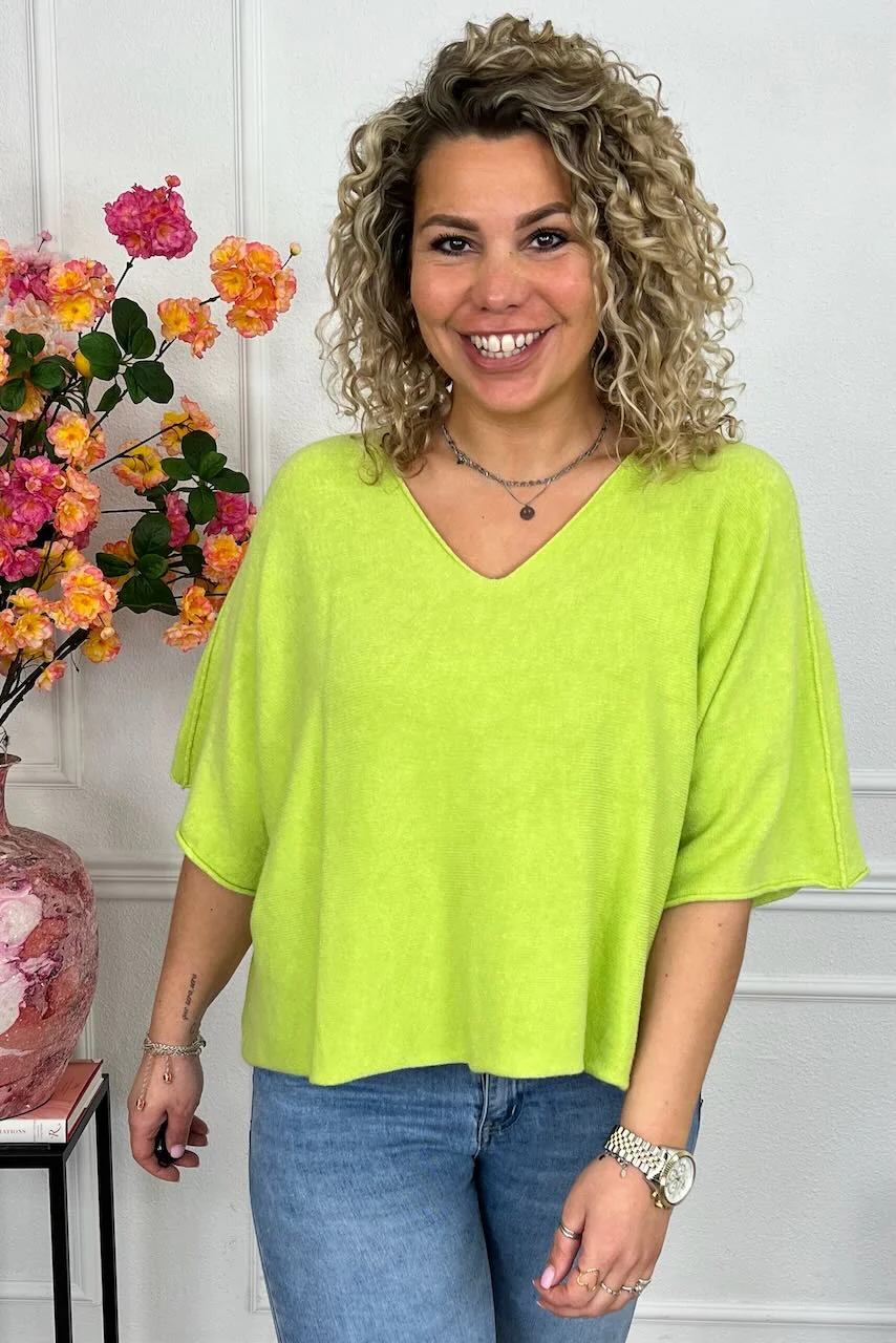 Basic Oversized Spring Sweater - Lime