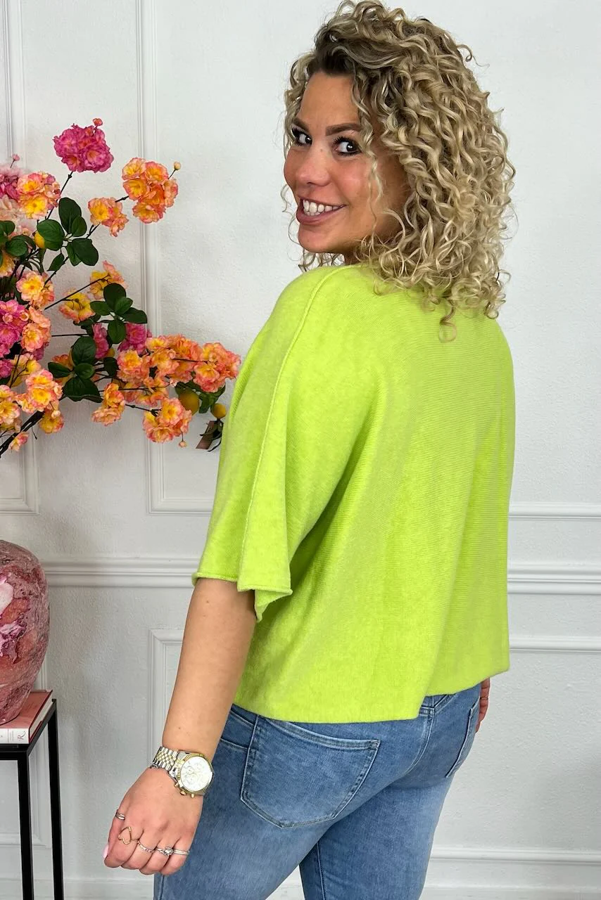 Basic Oversized Spring Sweater - Lime - Image 2