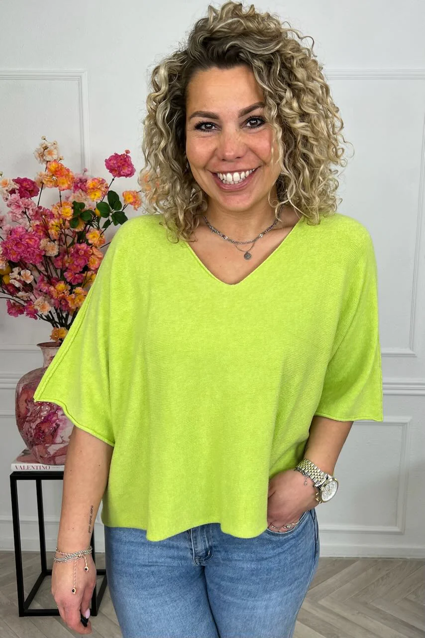 Basic Oversized Spring Sweater - Lime - Image 3