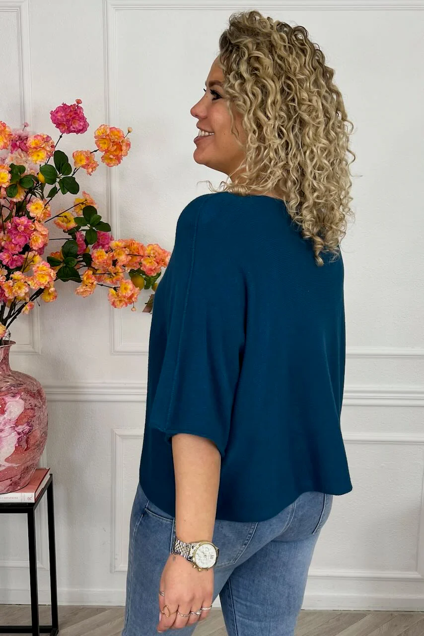Basic Oversized Spring Sweater - Navy - Image 2