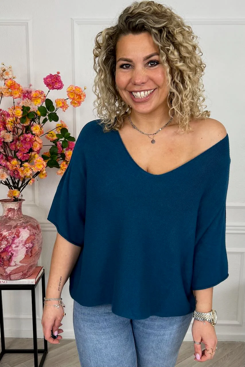 Basic Oversized Spring Sweater - Navy - Image 3