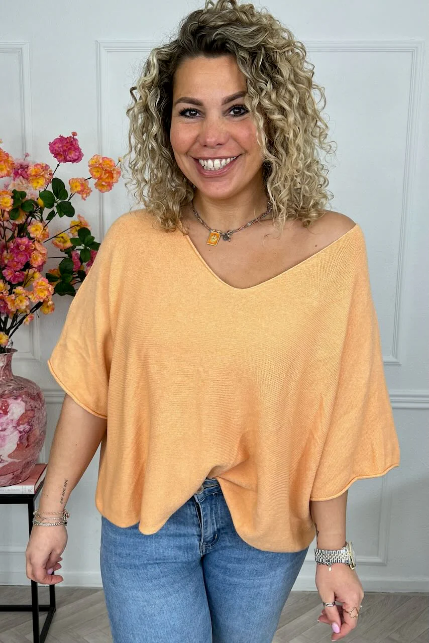 Basic Oversized Spring Sweater - Orange