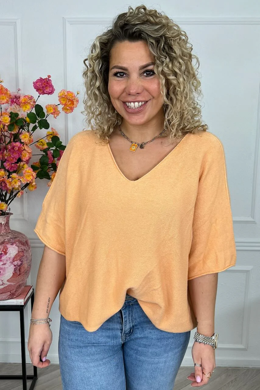 Basic Oversized Spring Sweater - Orange - Image 2