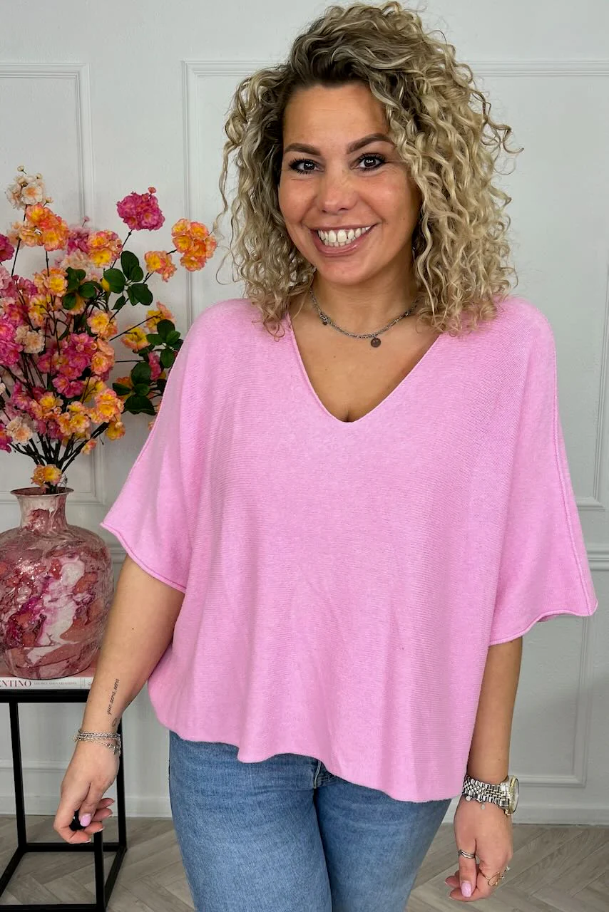 Basic Oversized Spring Sweater - Pink