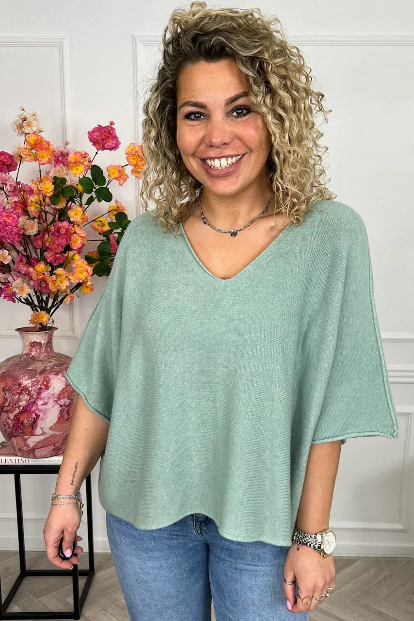 Basic Oversized Spring Sweater - Sage