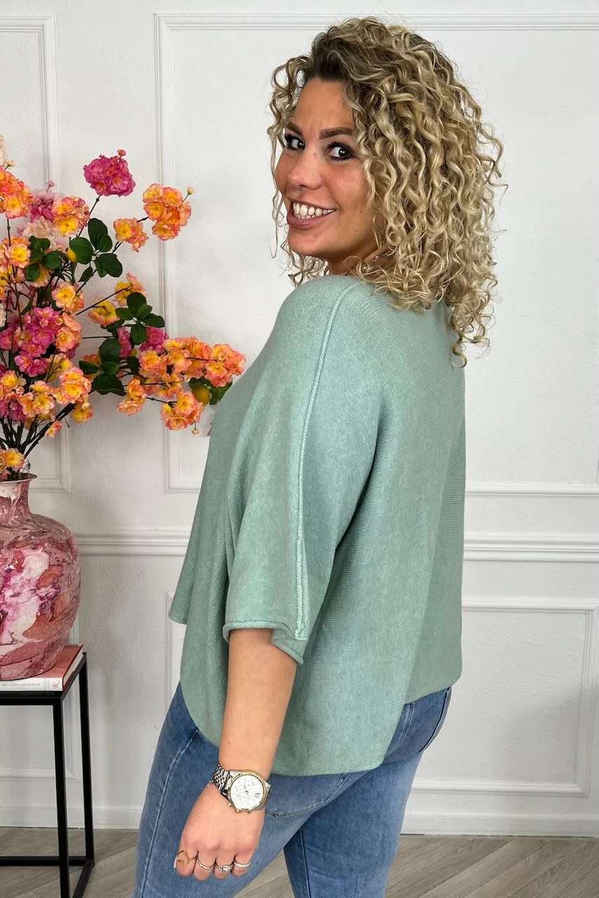 Basic Oversized Spring Sweater - Sage - Image 2