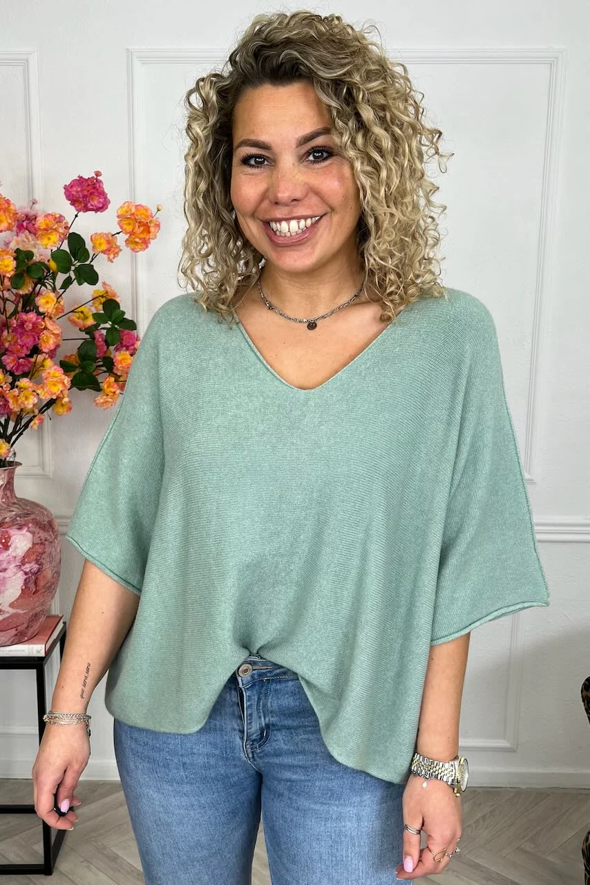 Basic Oversized Spring Sweater - Sage - Image 3