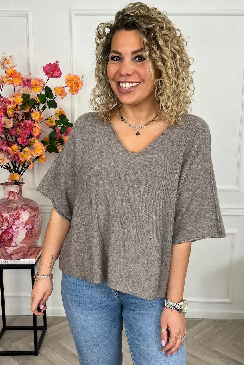Basic Oversized Spring Sweater - Taupe