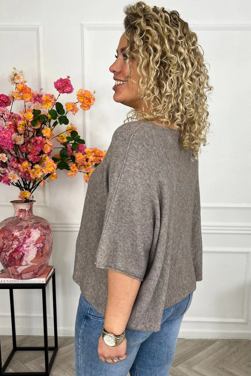 Basic Oversized Spring Sweater - Taupe - Image 2