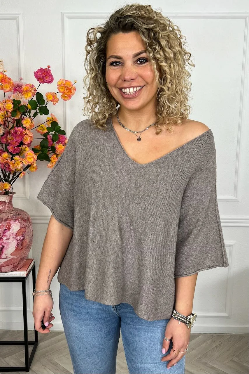 Basic Oversized Spring Sweater - Taupe - Image 3
