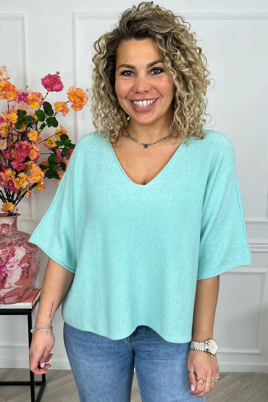 Basic Oversized Spring Sweater - Turquoise