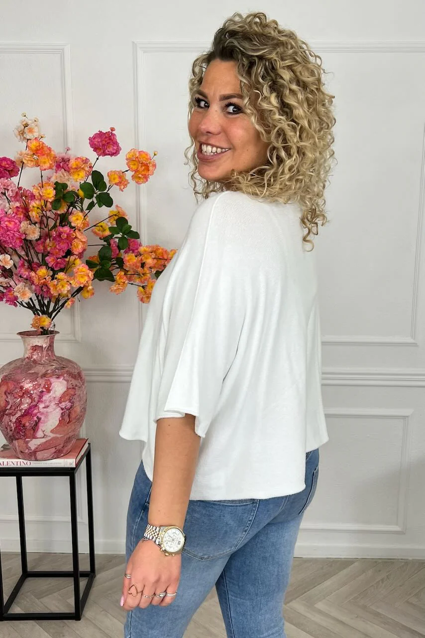 Basic Oversized Spring Sweater - White - Image 2