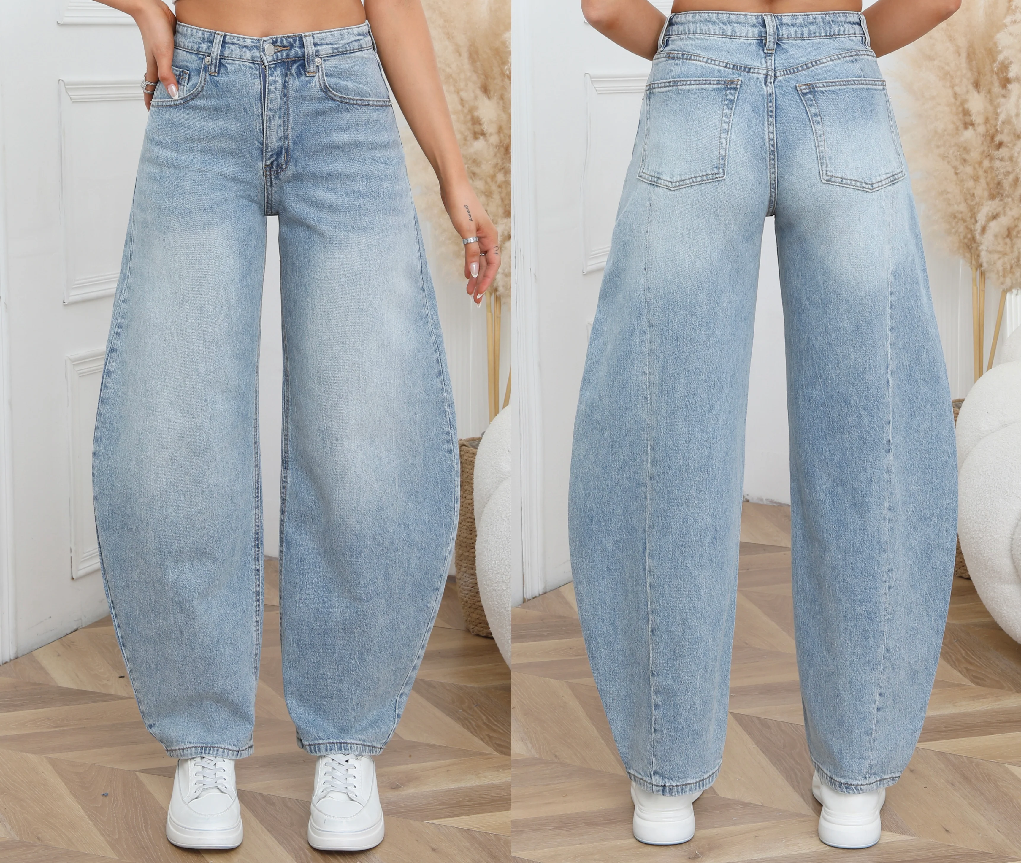 Beau Balloon Barrel Jeans - Light Blue