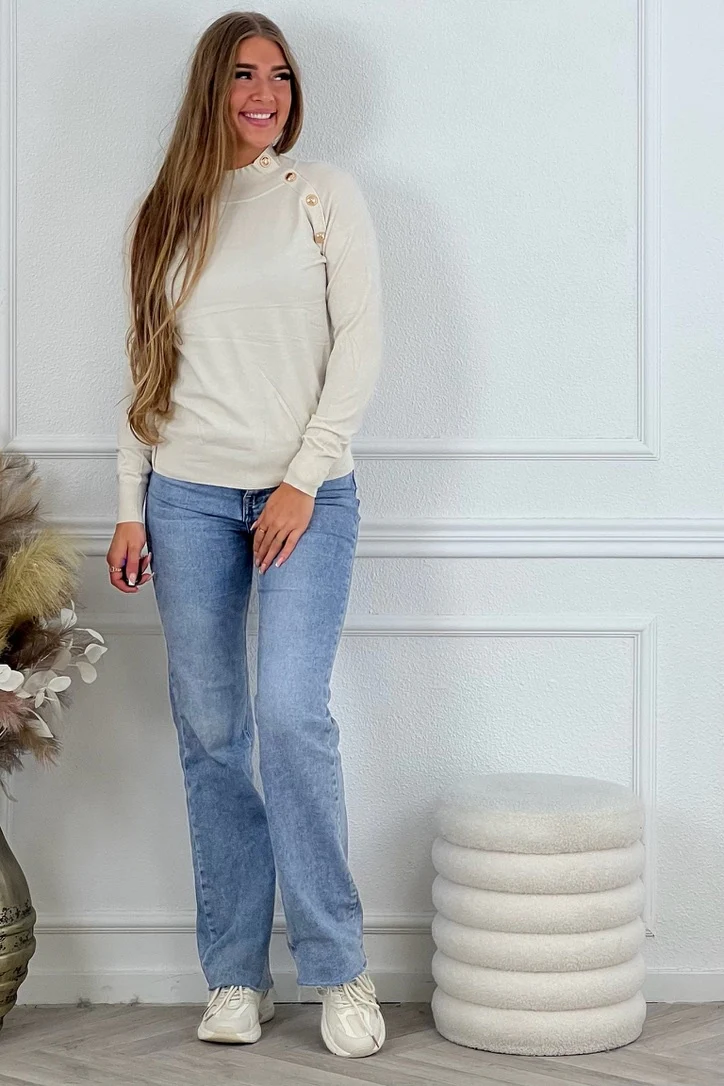 Blair Button Sweater - Off White - Image 3