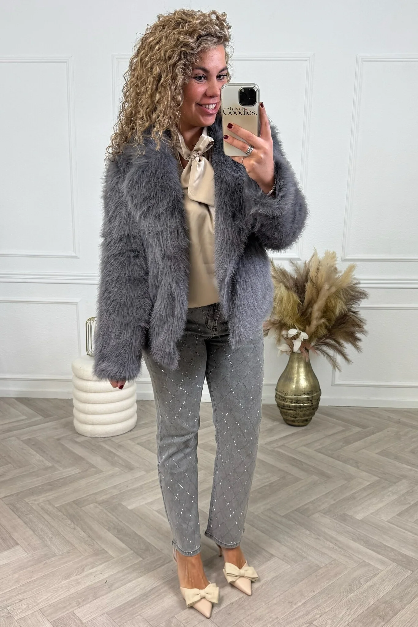 Blair Fake Fur Coat - Grey