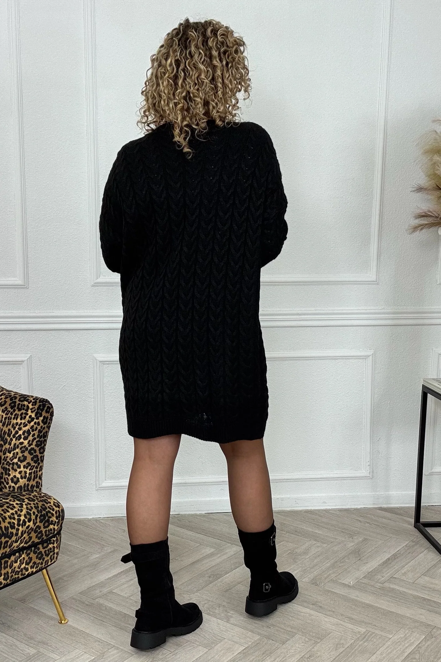 Braided Sweater Dress - Black - Image 6