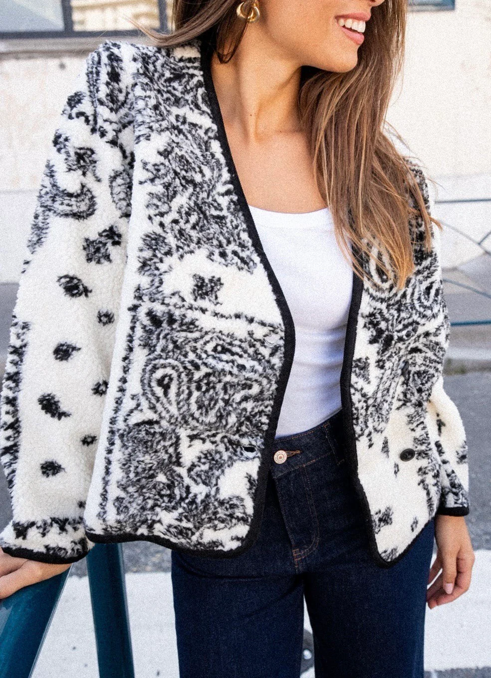 Brigitte Paisley Jacket - White/Black - Image 2