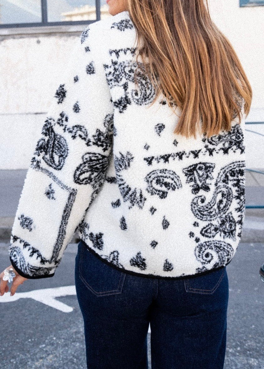 Brigitte Paisley Jacket - White/Black - Image 3
