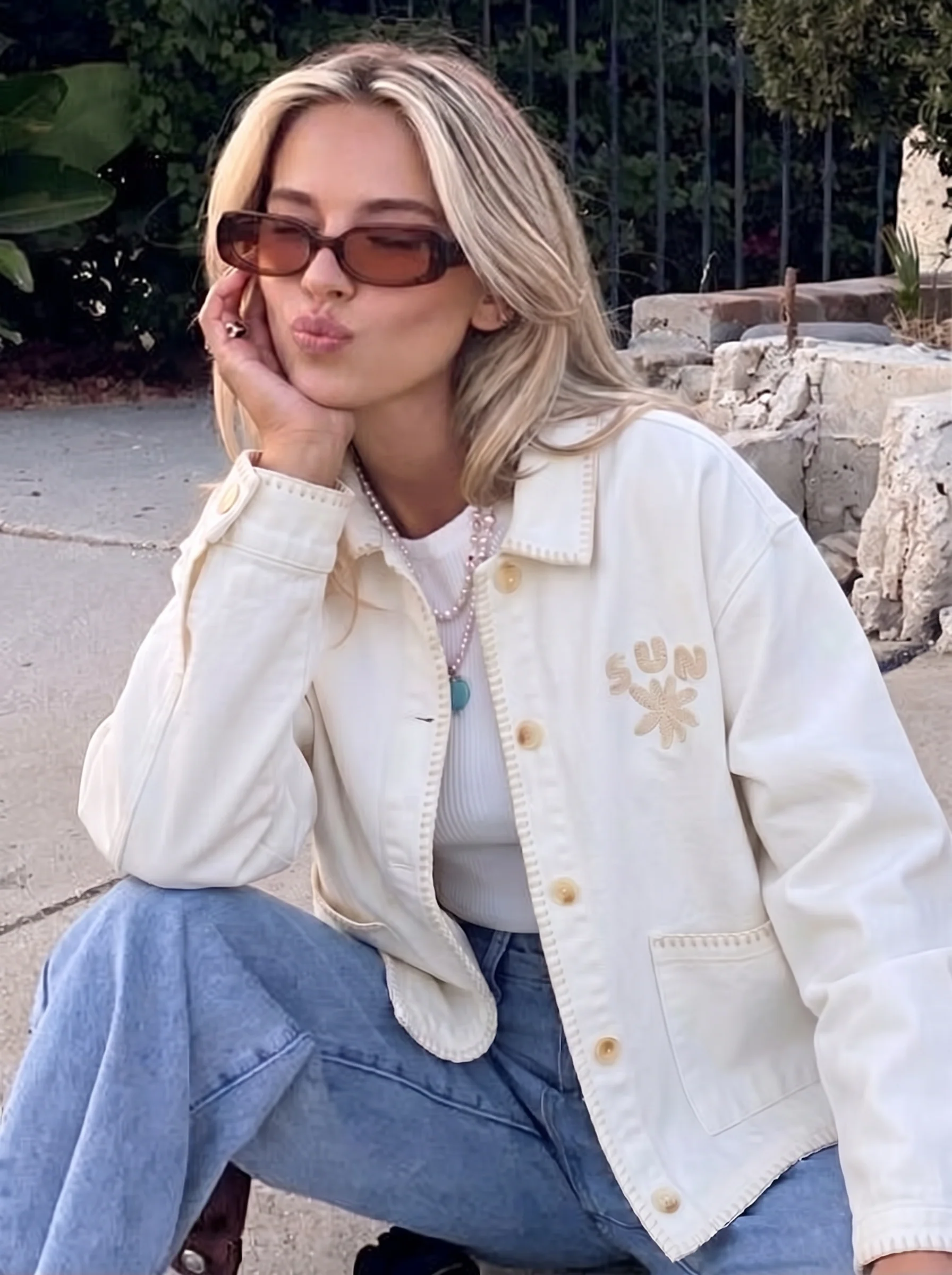 Sun Denim Jacket - White - Image 2