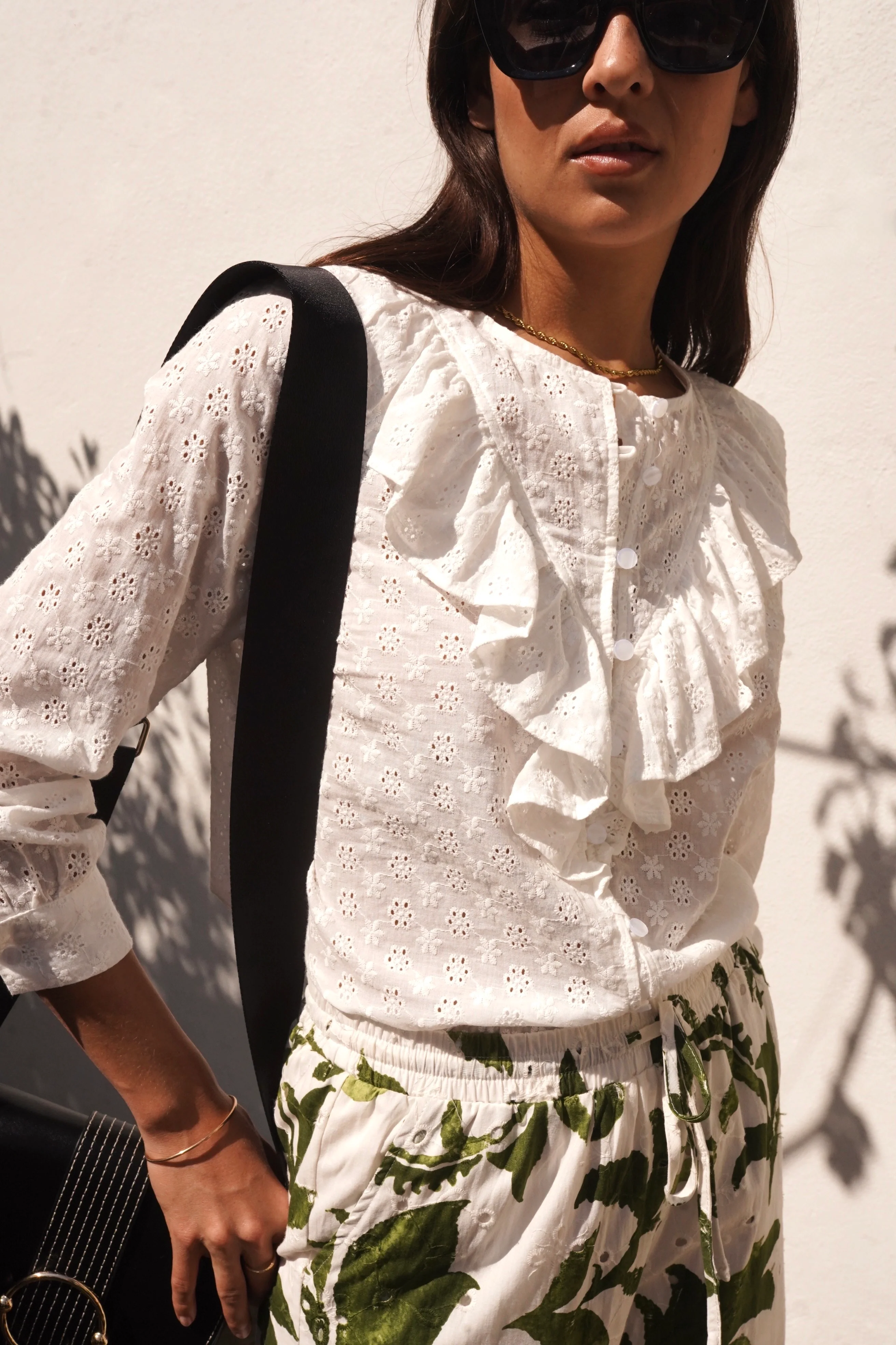 Broderie Ruffle Blouse - White - Image 2