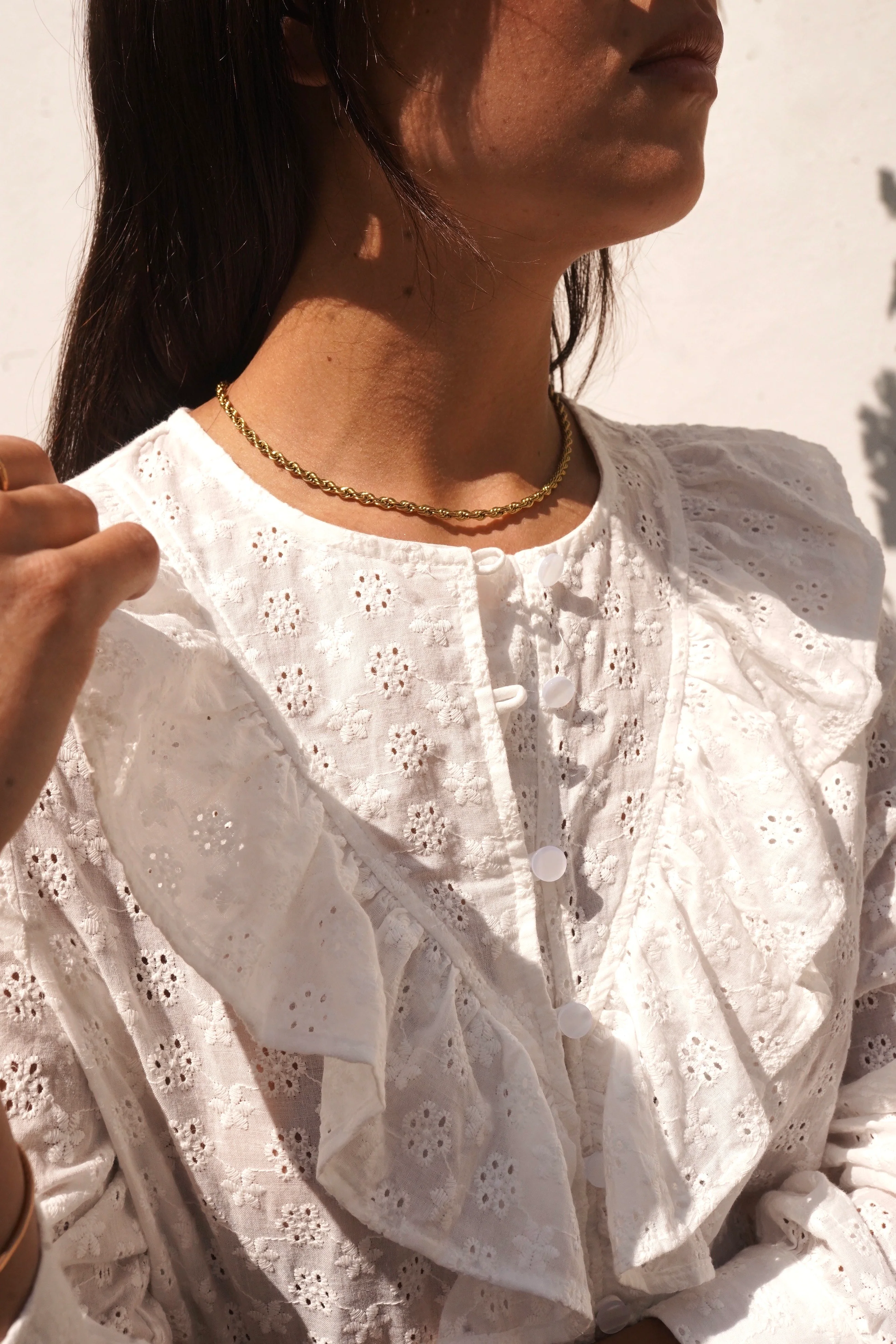 Broderie Ruffle Blouse - White - Image 4
