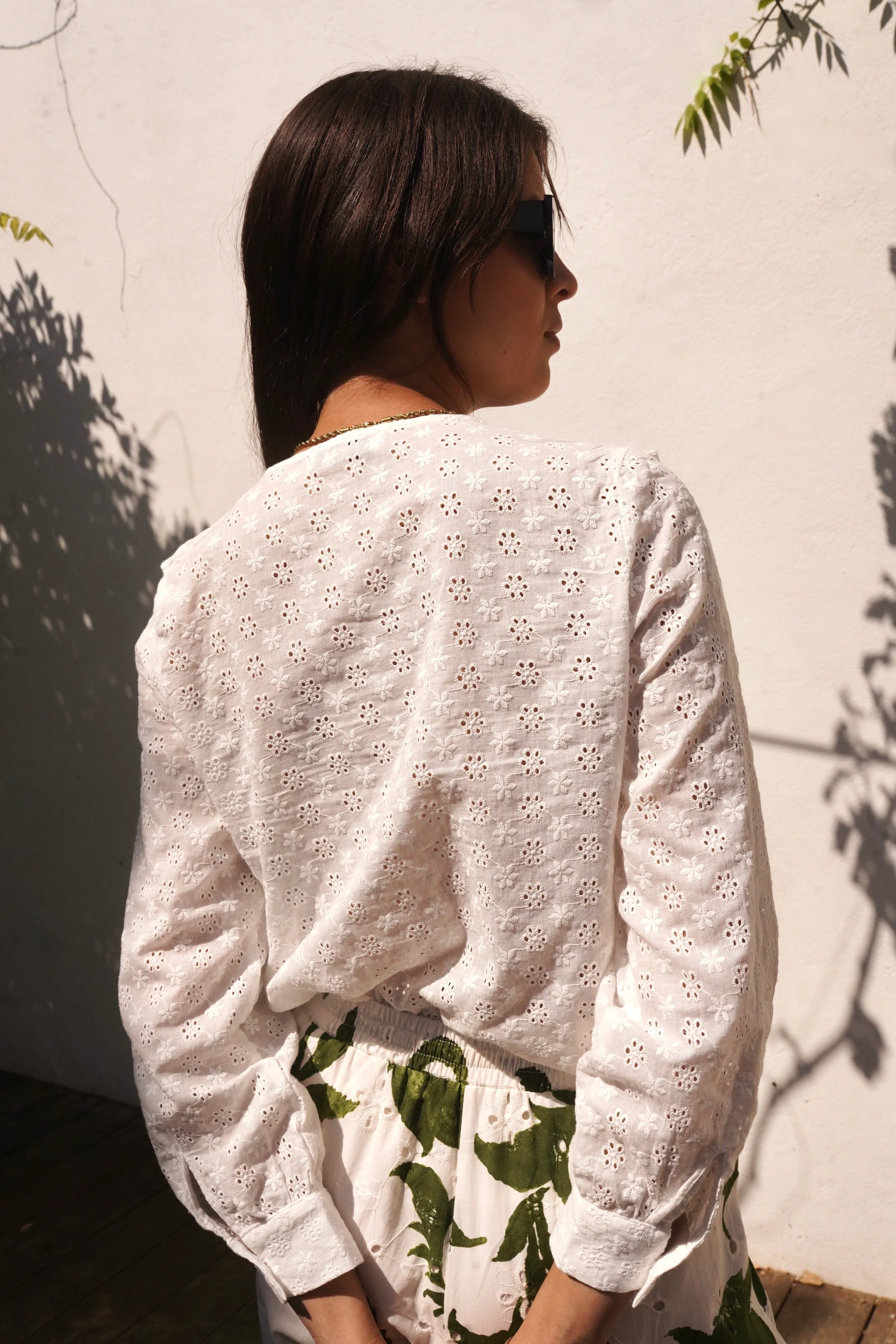 Broderie Ruffle Blouse - White - Image 5