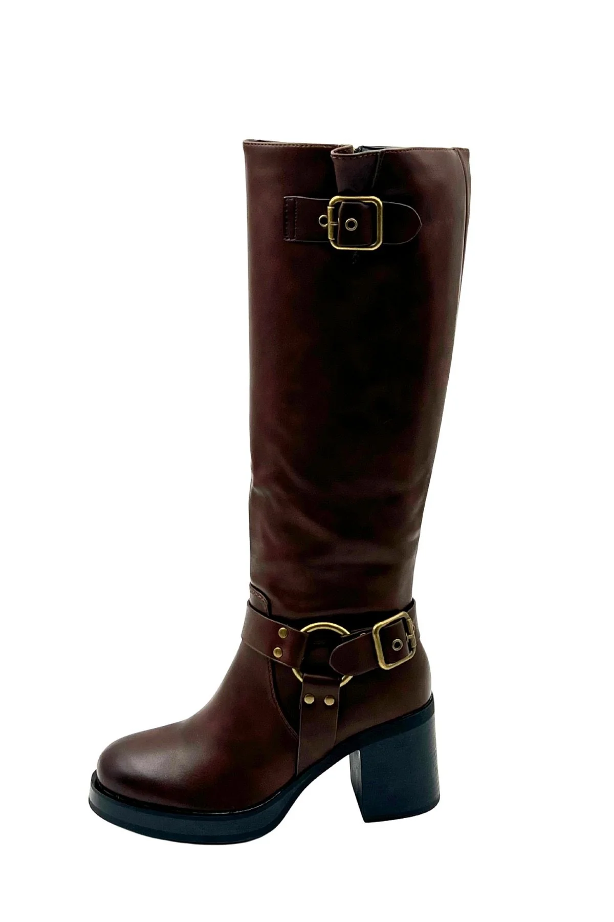 Buckle Bold Boots - Brown - Image 2