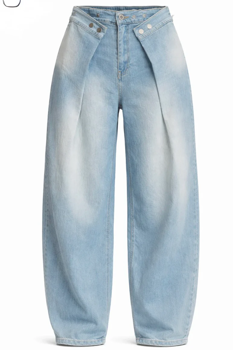 Button Balloon Jeans - Light Blue