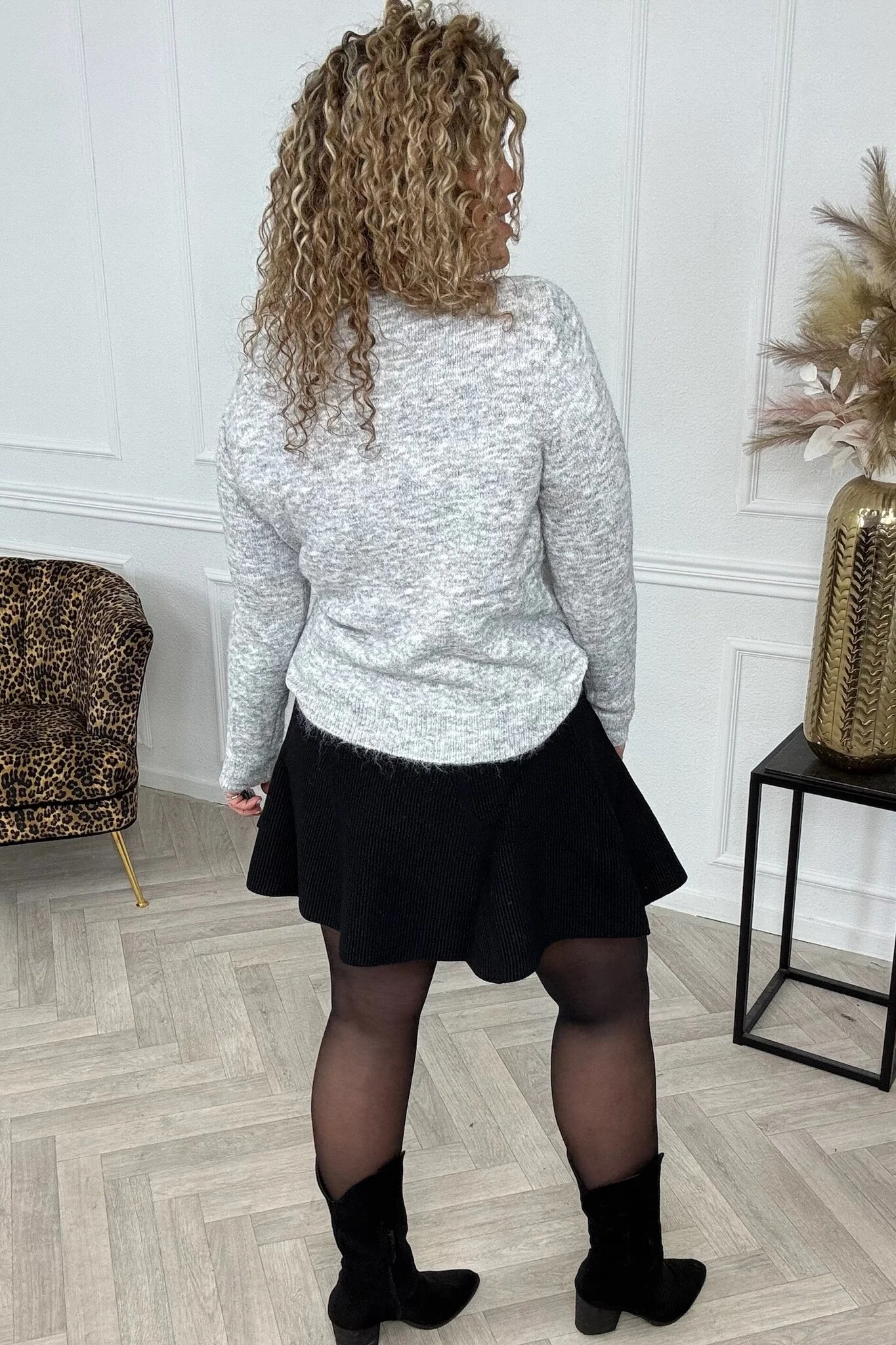 Button Flower Sweater - Grey - Image 3