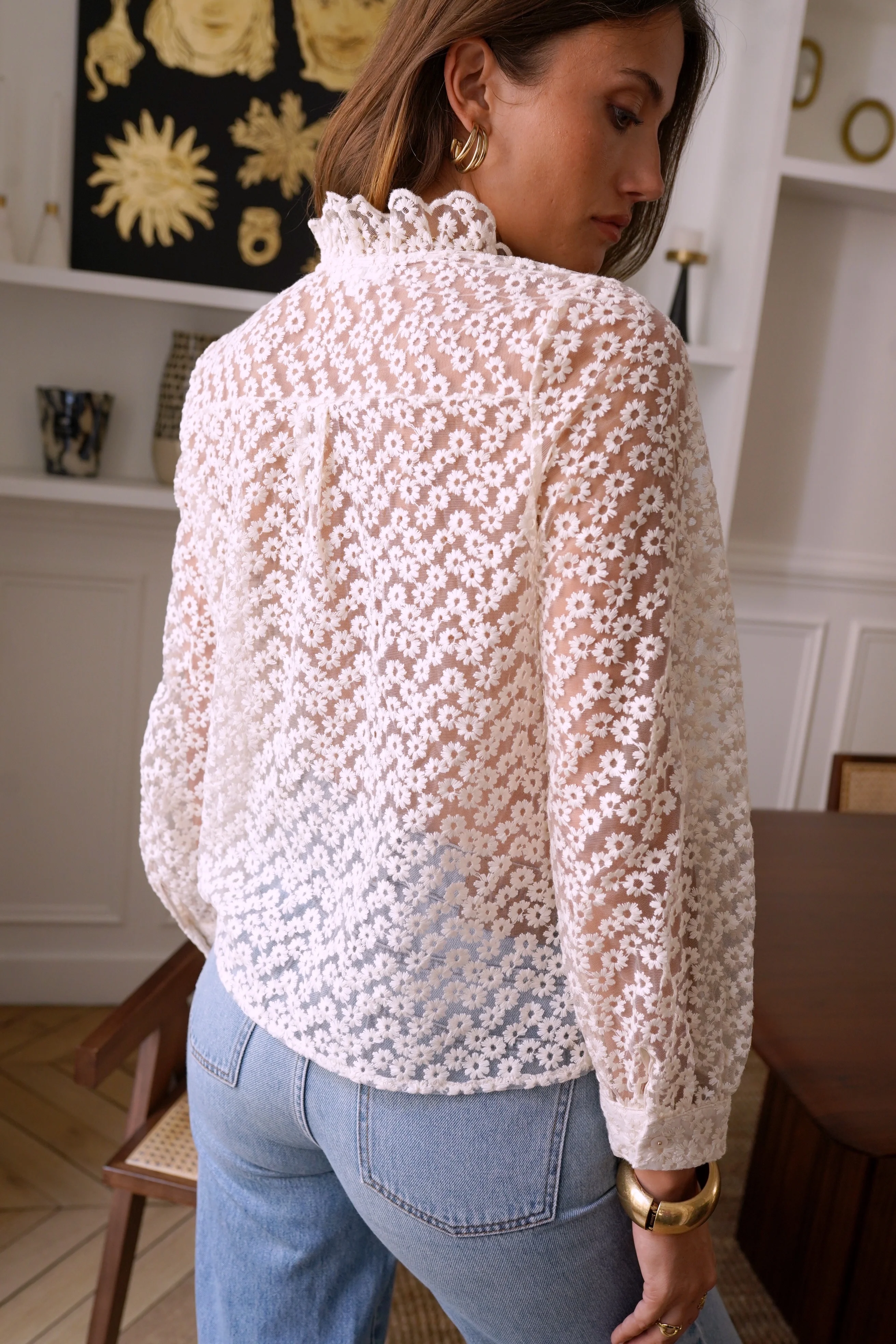 Camille Flower Blouse - White - Image 10