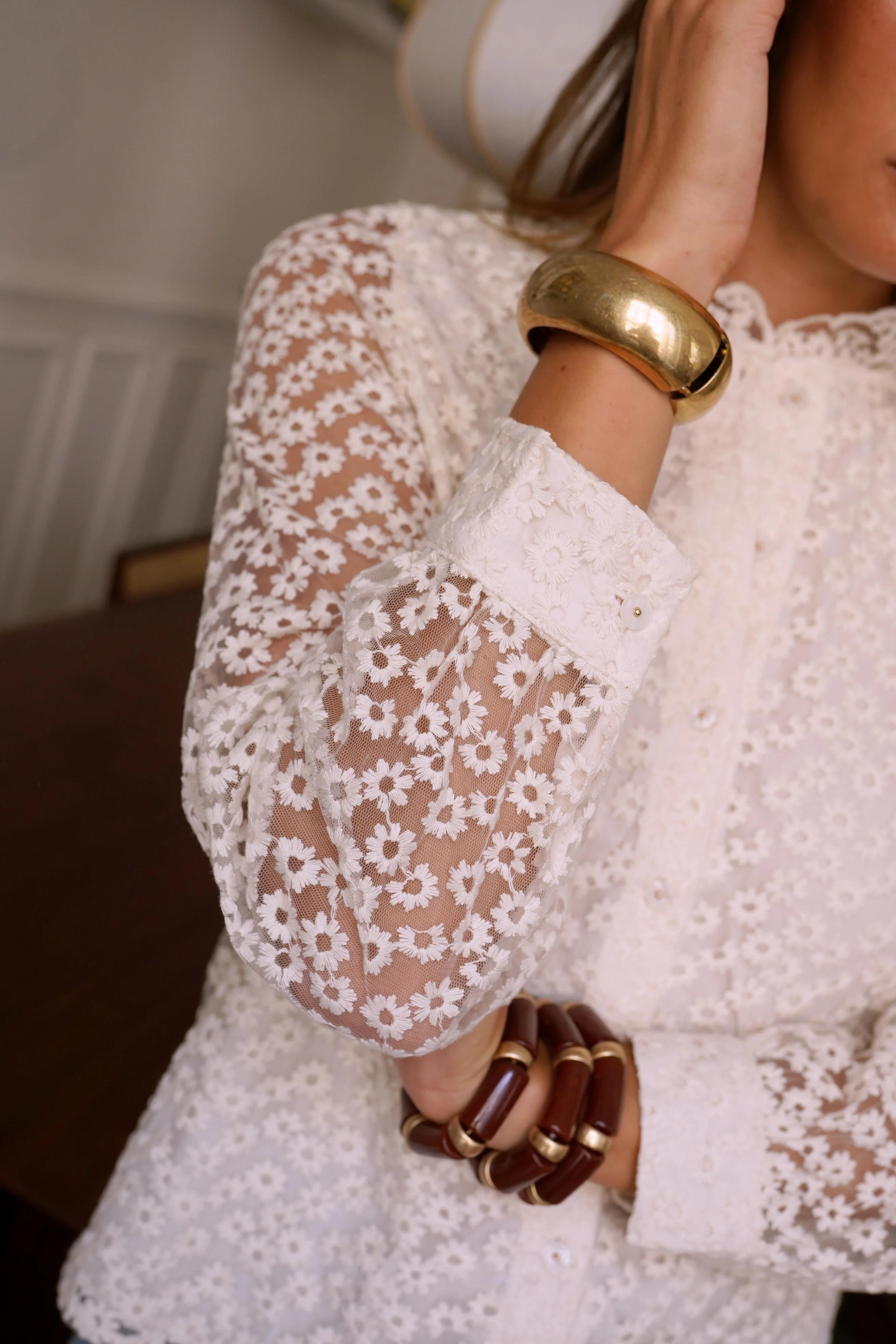 Camille Flower Blouse - White - Image 6