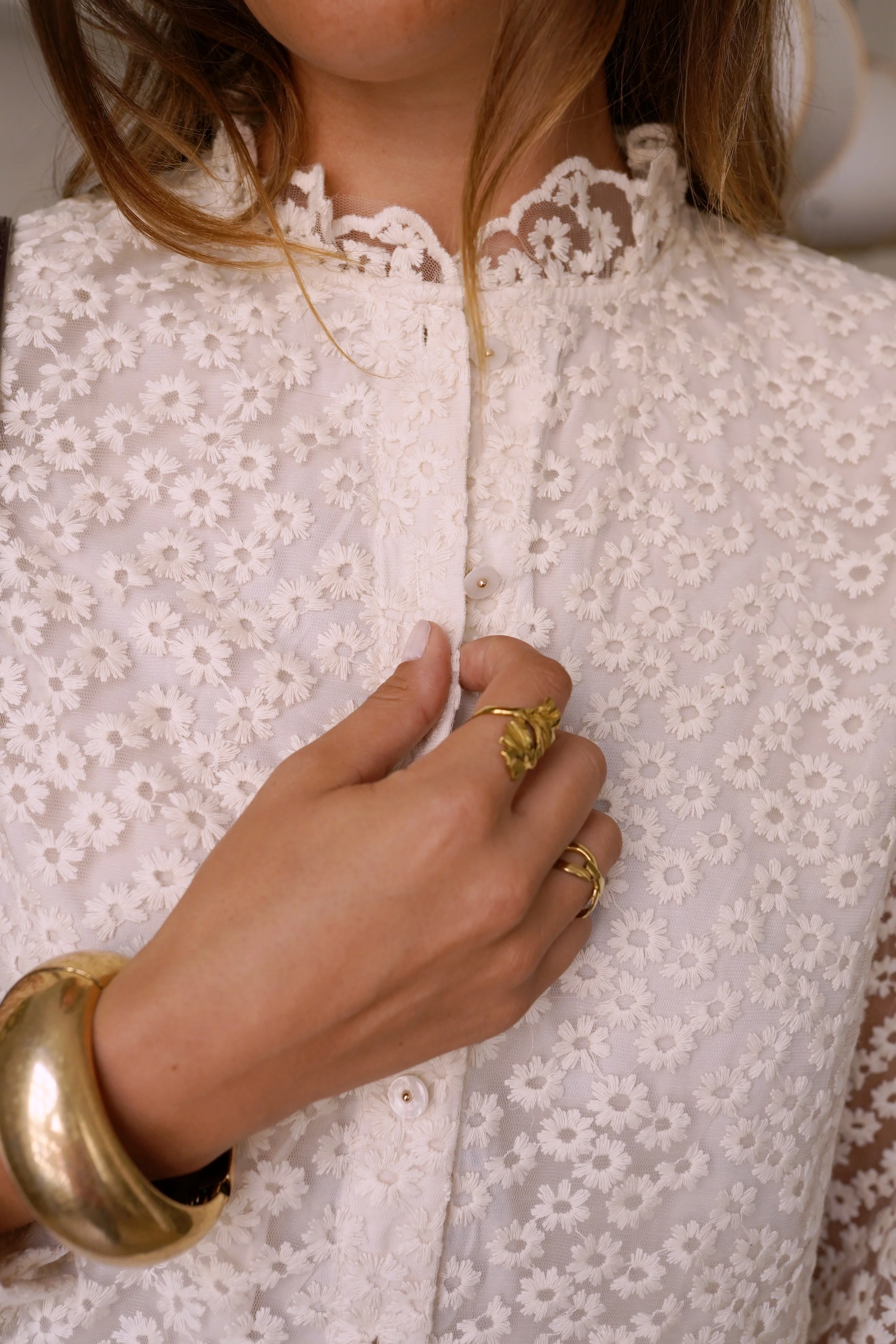 Camille Flower Blouse - White - Image 7