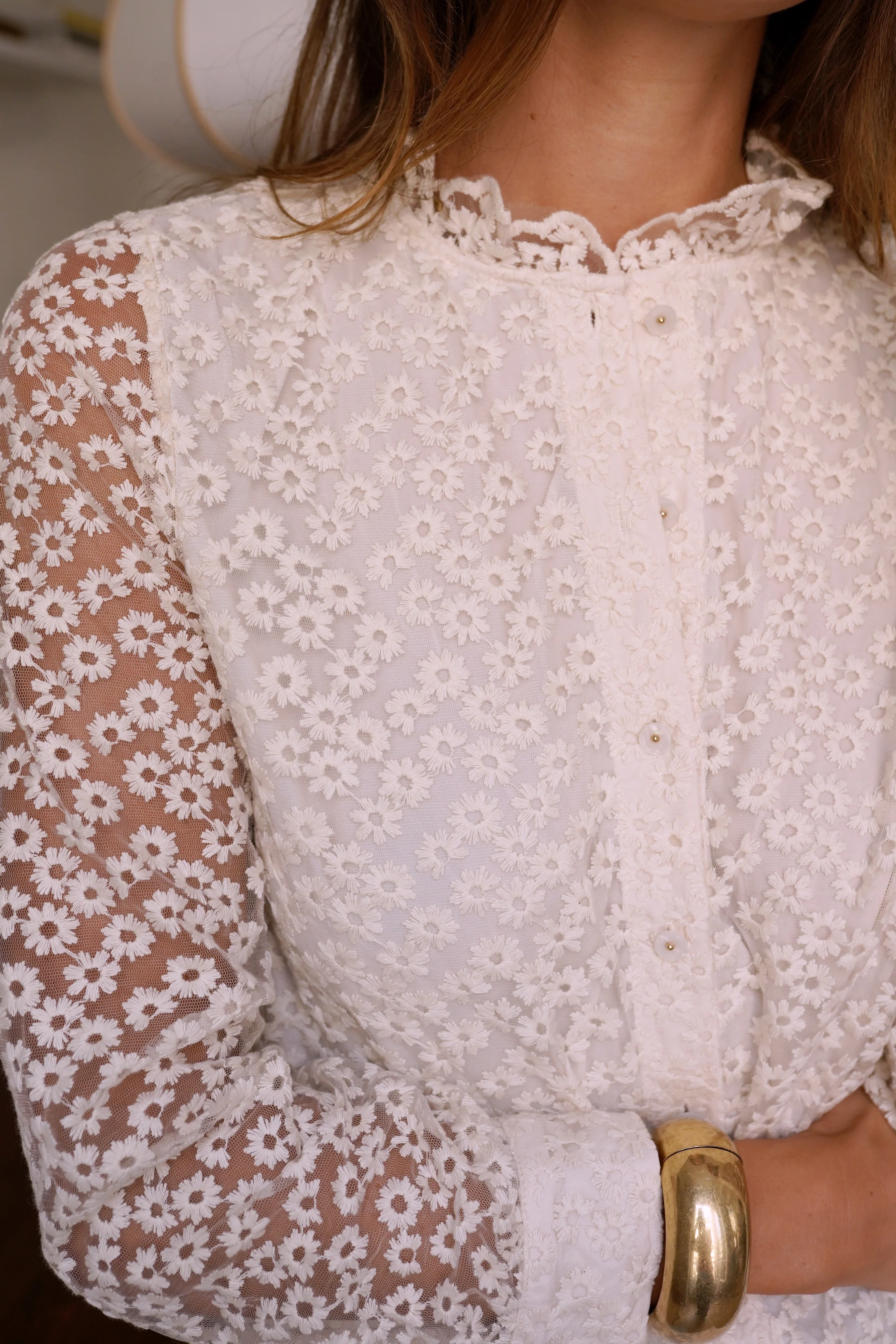 Camille Flower Blouse - White - Image 8