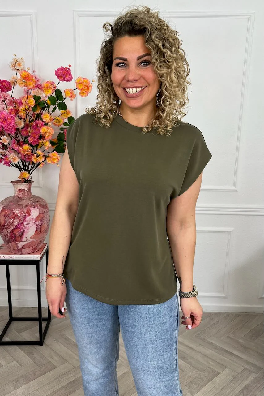 Cap Sleeve Shirt - Armygreen - Image 2