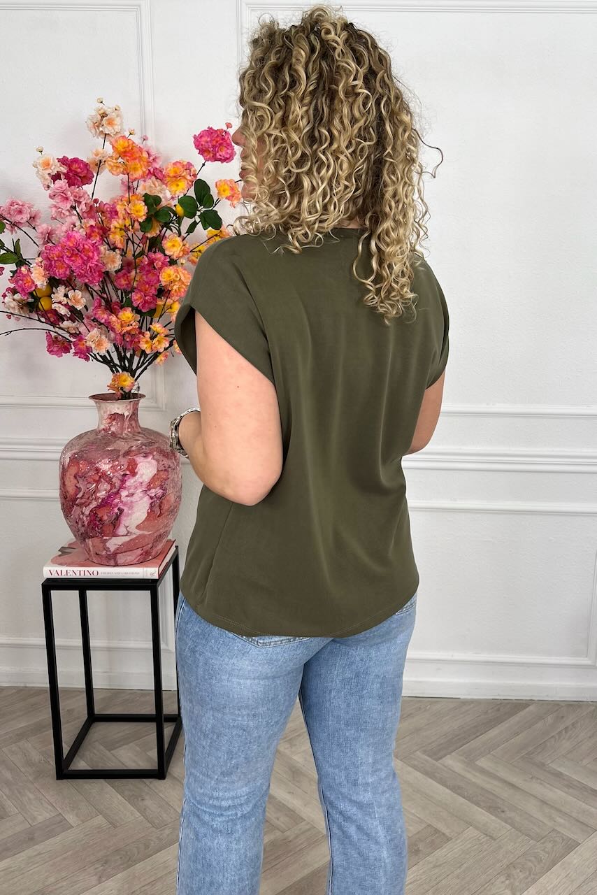 Cap Sleeve Shirt - Armygreen - Image 3