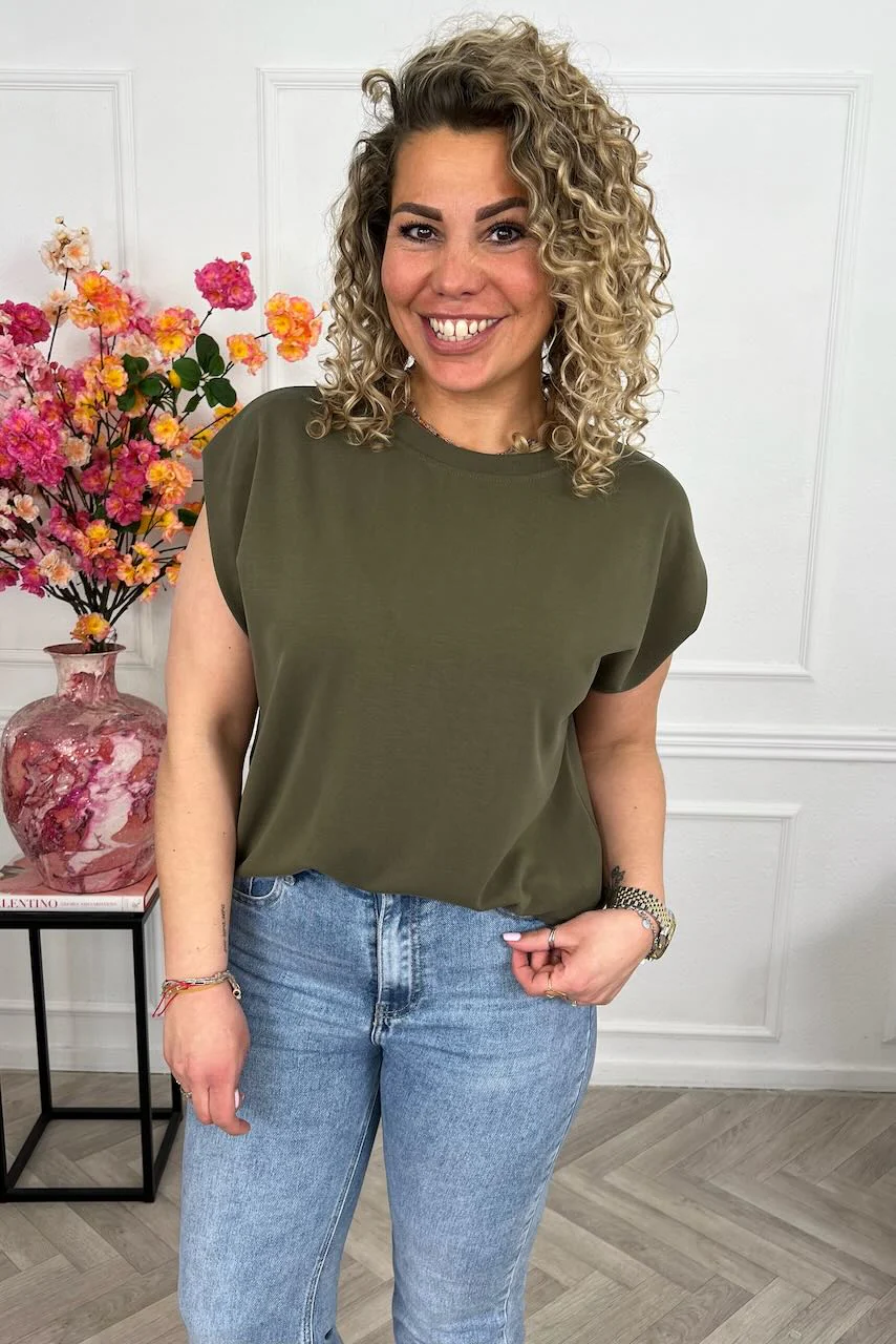 Cap Sleeve Shirt - Armygreen - Image 4