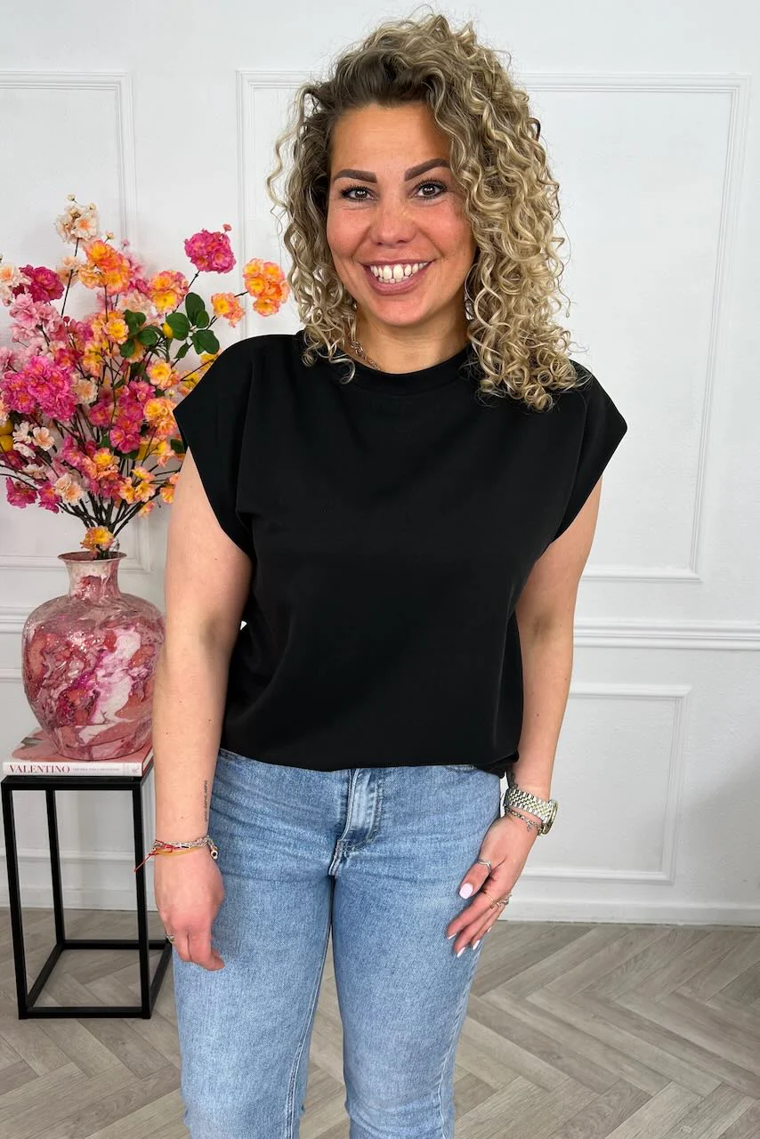 Cap Sleeve Shirt - Black
