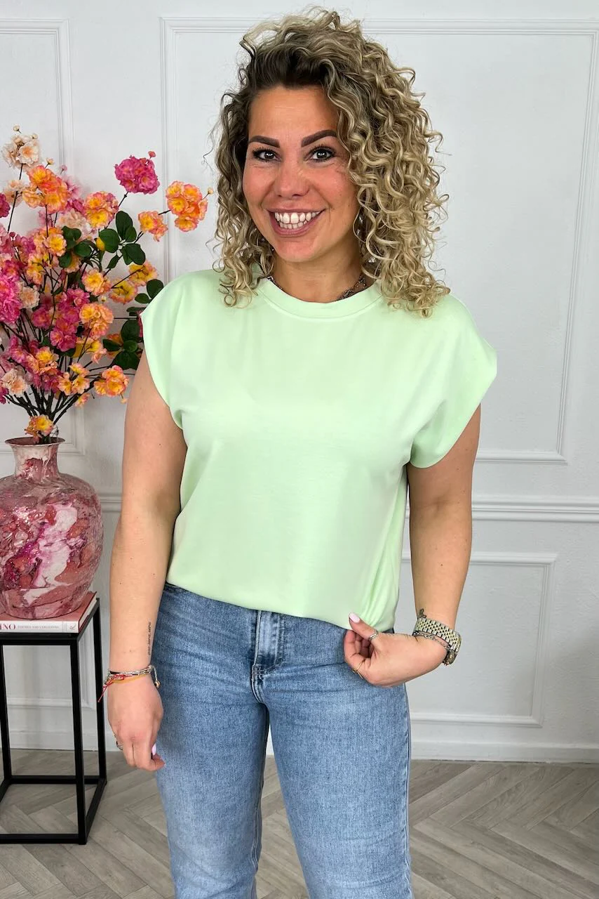 Cap Sleeve Shirt - Light Green