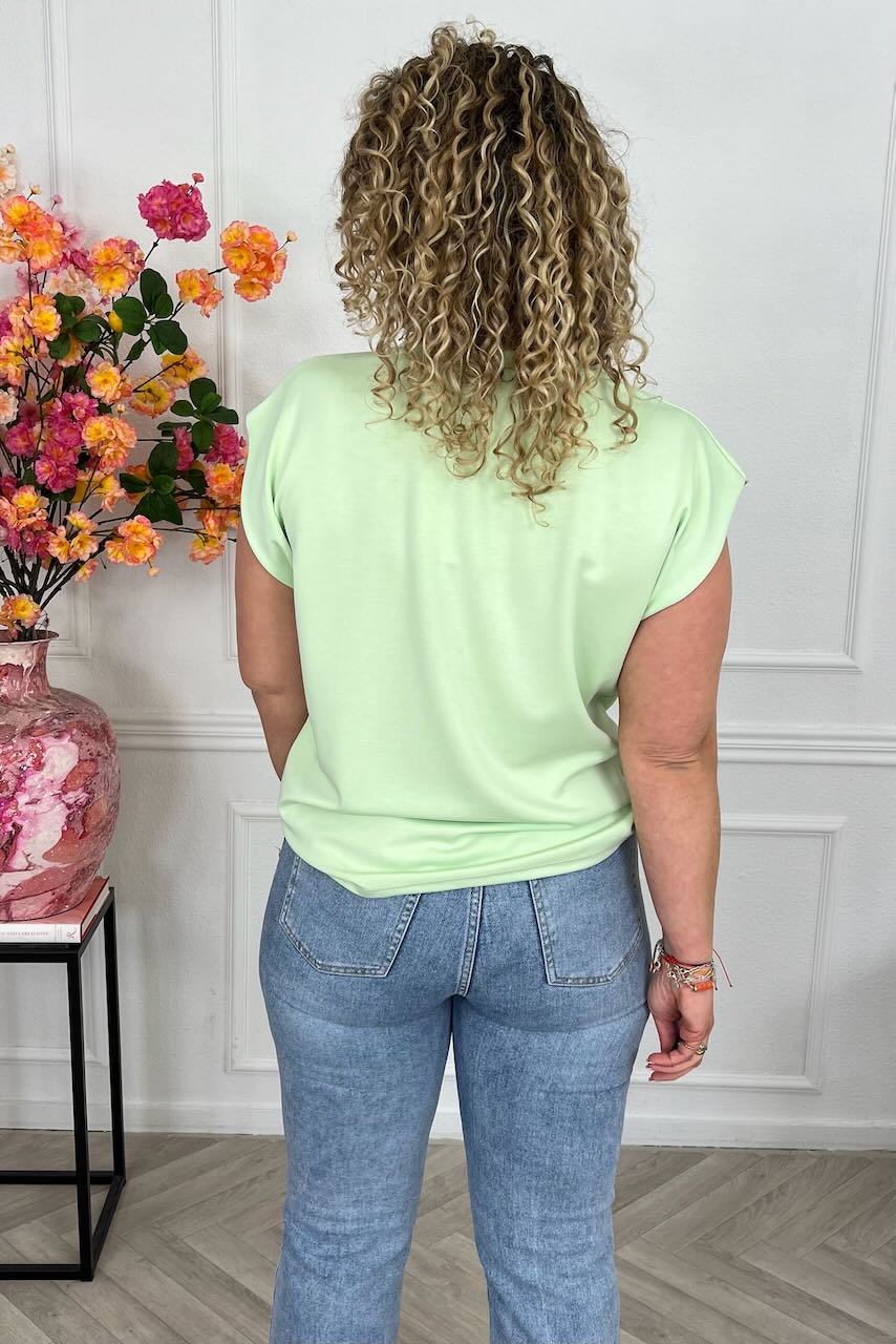 Cap Sleeve Shirt - Light Green - Image 3