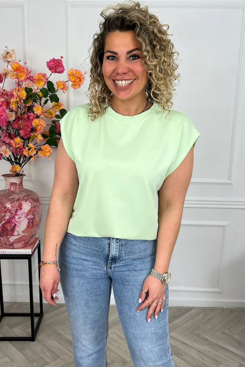 Cap Sleeve Shirt - Light Green - Image 4