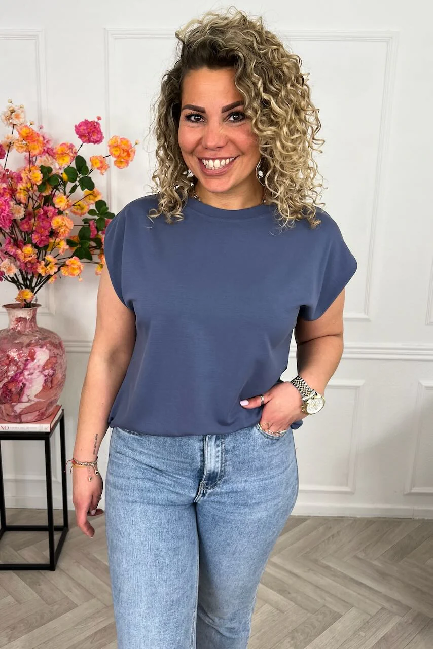 Cap Sleeve Shirt - Navy